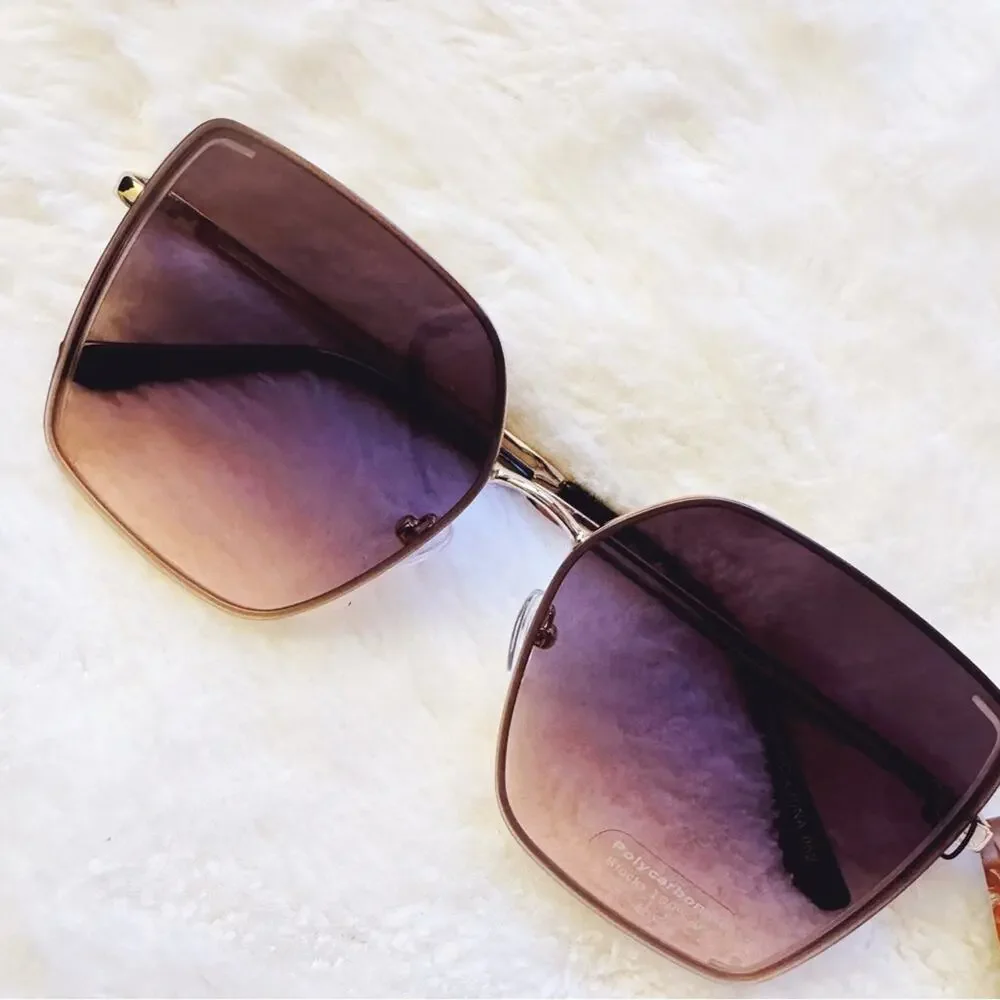 Monica Clear Light Purple Geometric Sunglasses